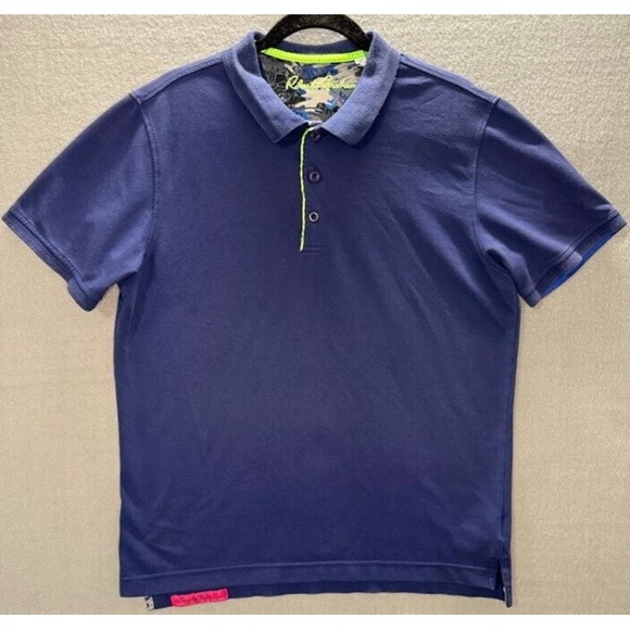 Robert Graham Other - Robert Graham Polo Shirt Men Medium Blue Short Sleeve Contrast Stitch Classic